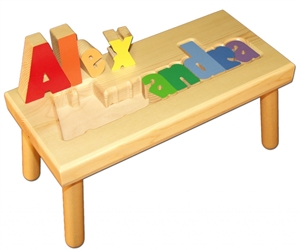 Personalized Puzzle step stool large SOLID wood