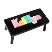 Personalized Puzzle black step stool large SOLID wood