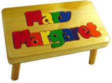 personalized puzzle step stool Natural Double Name