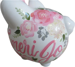 Pink and Cream Floral Piggy bank