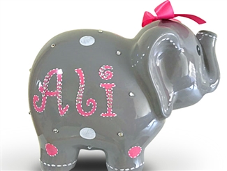 Pink Dots elephant piggy bank