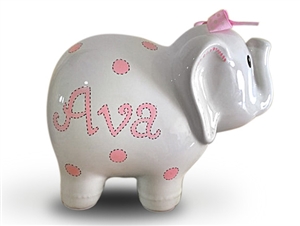 Pink Dots elephant piggy bank