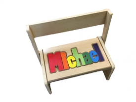 personalized puzzle Maple flip stool long