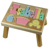 personalized puzzle step stool nat maple princess