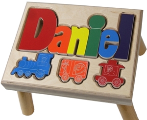personalized puzzle step stool nat maple train