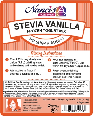 Frozen Yogurt Mix - Stevia Vanilla - 85138-F (1 - 2.7lb Bag)