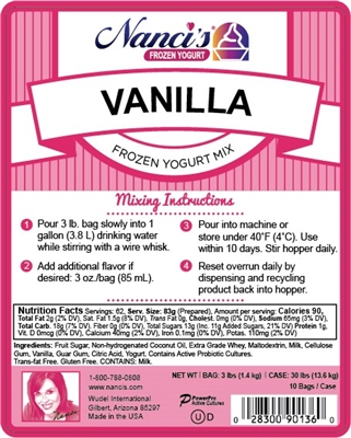 Low-Fat Vanilla - Nanci's Frozen Yogurt Mix - 90136-F (1 - 3lb Bag)