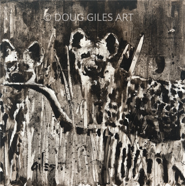 Raw Africa - Hyenas - Oil On Canvas Original by Doug Giles