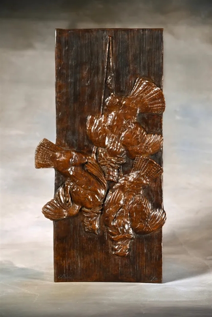 Ruffed Grouse Trio - Harvested Grouse High Releaf Sculpture - Edition Limited to 25