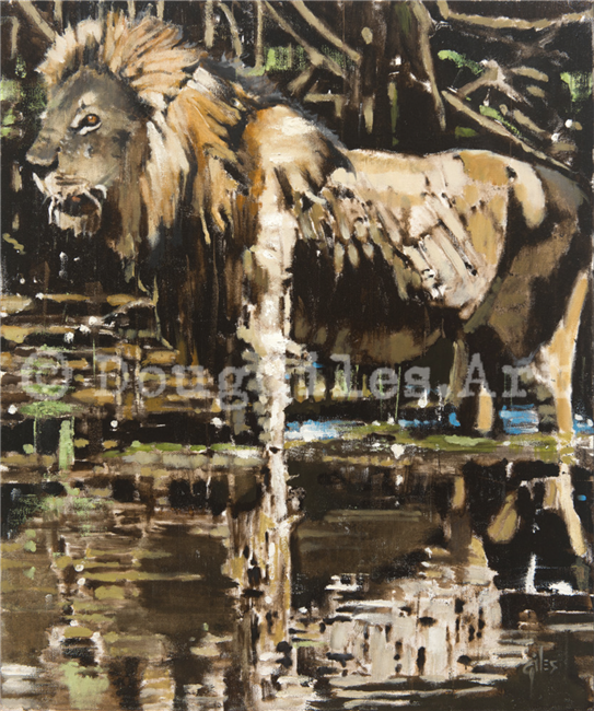 Simba In The Swamp - Oil On Canvas Original by Doug Giles