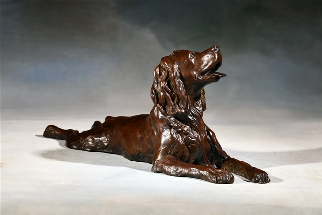 Spaniel Sprawl Medium - Stretchy Boykin Spaniel Bronze Sculpture