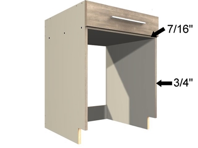 Base appliance case with no bottom (appliance case with a DRAWER above)