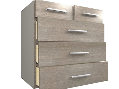 5 drawer split top closet cabinet (four rows, split top row)