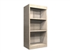 open wall cabinet with wide rails at top and bottom