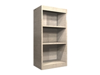 open wall cabinet with wide rails at top and bottom