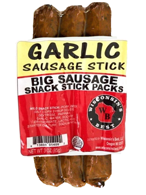 Garlic Naturally Smoked Snack Sticks 3oz.