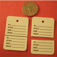TAGGING HANG LABEL PRICE TAG WHITE 2-PART UNSTRUNG 1-1/4"(W) x 1-7/8"(H)