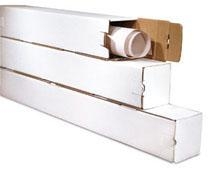 TUBE, MAILING, SQUARE, 2"x2"x25" WHITE CORRUGATED 200#/ECT-32-B, 50/CASE