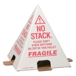 No Stack Pallet Cones 8 x 8 x 10 White/Red Tri-Lingual : English, Spanish & French, 50/case