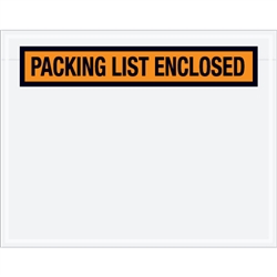 7" x 5 1/2" Orange "Packing List Enclosed" Envelopes 1000/Case