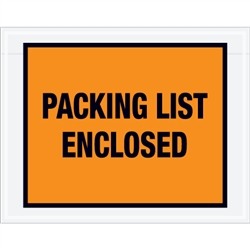 7" x 5 1/2" Orange "Packing List Enclosed" Envelopes 1000/Case