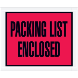 4 1/2" x 5 1/2" Red "Packing List Enclosed" Envelopes 1000/Case