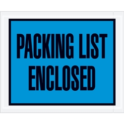 4 1/2" x 5 1/2" Blue "Packing List Enclosed" Envelopes 1000/Case