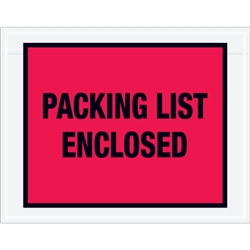 7" x 5 1/2" Red "Packing List Enclosed" Envelopes 1000/Case