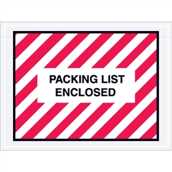 4 1/2" x 6" Red (Striped) "Packing List Enclosed" Envelopes 1000/Case
