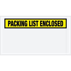 5 1/2" x 10" Yellow "Packing List Enclosed" Envelopes 1000/Case