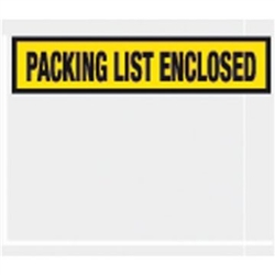 4 1/2" x 5 1/2" Yellow "Packing List Enclosed" Envelopes 1000/Case