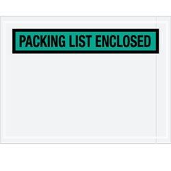 4 1/2" x 6" Green "Packing List Enclosed" Envelopes 1000/Case