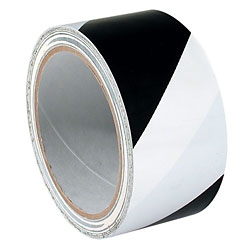 TAPE, STRIPED WARNING,  2"x36 YD 6 MIL, 24/CS, BLACK/WHITE