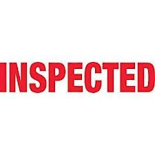 TAPE, PRINTED "INSPECTED", 2" X 110 YD, 36/CS, WHITE/RED