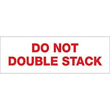 TAPE, PRINTED "DO NOT DOUBLE STACK", 2" X 110 YD, 36/CS, WHITE/RED