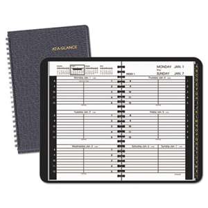 AT-A-GLANCE Weekly Appointment Book, Hourly Appt, Phone/Address Tabs, 4 7/8 x 8, Black, 2017