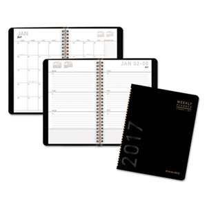 AT-A-GLANCE Contemporary Weekly/Monthly Planner, Block, 4 7/8 x 8, Black Cover, 2017