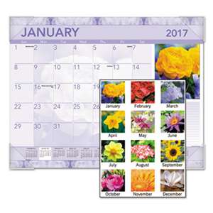 AT-A-GLANCE Antique Floral Monthly Desk Pad Calendar, 22 x 17, Antique Floral, 2017