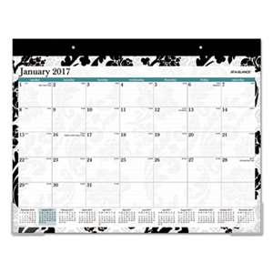 AT-A-GLANCE Madrid Desk Pad, 22 x 17, Black-and-White Design, 2017