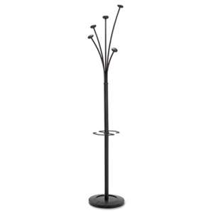 ALBA Festival Coat Stand with Umbrella Holder, 5 Knobs, 14w x 14d x 73-2/3h, Black