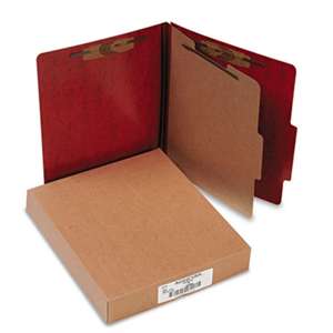 ACCO BRANDS, INC. 20-Pt PRESSTEX Classification Folders, Letter, 4-Section, Red, 10/Box