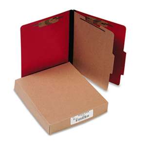 ACCO BRANDS, INC. ColorLife PRESSTEX Classification Folders, Letter, 4-Section, Exec Red, 10/Box