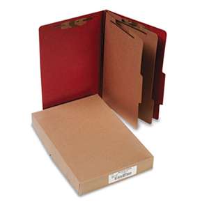 ACCO BRANDS, INC. Pressboard 25-Pt Classification Folders, Legal, 6-Section, Earth Red, 10/Box