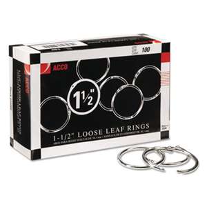 ACCO BRANDS, INC. Metal Book Rings, 1 1/2" Diameter, 100 Rings/Box