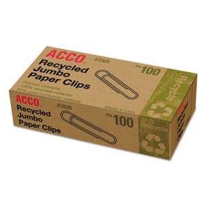 ACCO BRANDS, INC. Recycled Paper Clips, Smooth, Jumbo, 100/Box, 10 Boxes/Pack