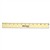 ACME UNITED CORPORATION Flat Wood Ruler w/Two Double Brass Edges, 12", Clear Lacquer Finish