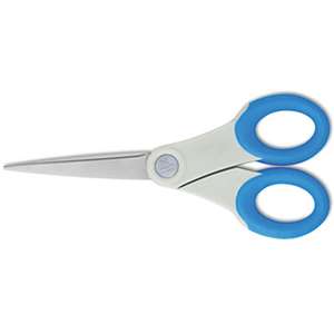 Westcott 14648 Soft Handle Scissors With Antimicrobial Protection, Blue, 7" Straight