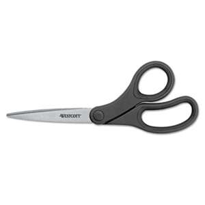 ACME UNITED CORPORATION KleenEarth Basic Plastic Handle Scissors, 7" Long, Pointed, Black