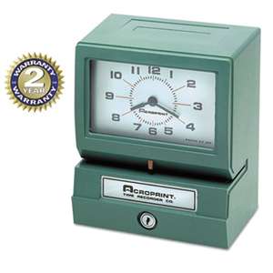 ACRO PRINT TIME RECORDER Model 150 Analog Automatic Print Time Clock with Month/Date/0-23 Hours/Minutes