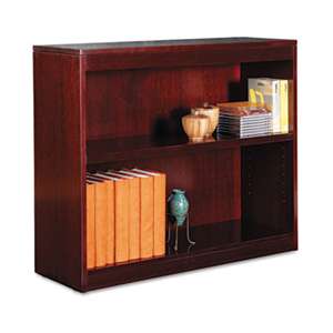 ALERA Square Corner Wood Veneer Bookcase, Two-Shelf, 35-5/8w x 11-3/4d x 30h, Mahogany